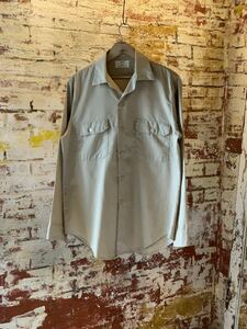 ~70s Sears OPEN COLLAR WORK SHIRT ヴィンテージ ビンテージ オープンカラーシャツ ワークシャツ 長袖シャツ 60s ベージュ BEIGE 送料無料