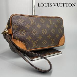 美品・希少モデル LOUIS VUITTON ルイヴィトン モノグラム マルリードラゴンヌPM クラッチバッグ セカンドバッグ PVC レザー ブラウン