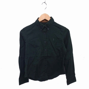 イーストボーイ EAST BOY シャツ ブラウス ボタンダウン ロゴ刺繍 綿 コットン 長袖 9 グリーン 緑 /TT5 レディース