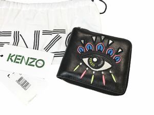 (D) kenzo ケンゾー 二つ折り ラウンドファスナー 財布 ブラック