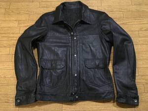 KADOYA 羊革/コットンデニム リバーシブルタイプ ライディングJKT Lサイズ 身長168-172cm 良品