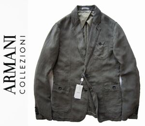 ◆本物◆ARMANI COLLEZIONI◆軽快柔らか◎リヨセルリネンジャケット52 新品