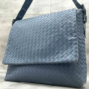 1円〜【希少モデル】ボッテガヴェネタ BOTTEGA VENETA ショルダーバッグ ビジネスバッグ イントレチャート ブルー 青 A4可 メンズ