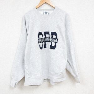 XL/古着 リー Lee 長袖 スウェット メンズ 90s 警察署 刺繍 大きいサイズ クルーネック 薄グレー 霜降り 24nov14 中古 スエット トレーナー