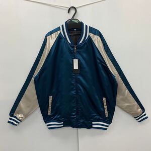 新品 3Lサイズ 男女兼用 KONGOW 無地 スカジャン フルジップブルゾン トラックジャケット メンズ レディース ブルーグリーン osw8500