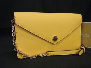 ■極美品■ MICHAEL KORS マイケルコース レザー ショルダーバッグ ウォレットバッグ クロスボディバッグ イエロー系 BL4540