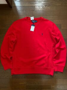 90s 未使用品 POLO ラルフローレン リバースウィーブ スウェット トレーナー LL レッド