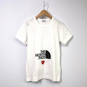 【新品 レディース M】PLAY COMME des GARCONS × THE NORTH FACE ハートパッチ 半袖Tシャツ 白 コムデギャルソン ノースフェイス AA8307