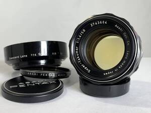 【外観綺麗】ペンタックス PENTAX Super-Takumar 50mm F1.4 M42マウント レンズ キャップ前後 フード付き (266)