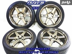 ●RAYS レイズ VR 旧 TE37 19インチ 8.5J 9.5J ＋35 5穴 PCD114.3 鍛造 ホイール 4本セット タイヤ付 Z33 Z34 フェアレディZ V35 V36 100