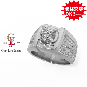 一粒 ダイヤモンド 0.85ct 19.76g メンズ プラチナ リング