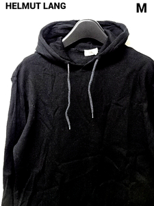 M【HELMUT LANG Thermal Hoodie PRODUCED 1998 Black ITALY ヘルムート ラング サーマルパーカー ワッフル プルオーバー ヴィンテージ】