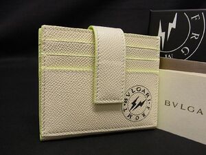 ■新品■未使用■ BVLGARI ブルガリ フラグメントコラボ レザー カードケース パスケース 定期入れ メンズ アイボリー系 BD6086