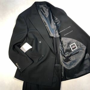 新品 定価3.9万円【サイズBE3 S★Kanebo礼服】4Bダブルスーツ 漆黒フォーマル 背抜き ノーベンツ 2タック アジャスター付き ウール100%