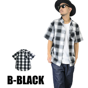 半袖シャツ スーパーオックスシャツ 無地 半袖 ビッグシルエット 14383オーバーサイズ 新品 B-BLACK L