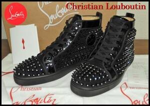 国内正規品 Christian Louboutin ルイスストラス クリスチャンルブタン ブラック スパイク 41 メンズ ハイカットスニーカー 黒 赤 美品