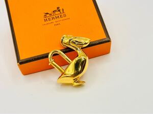 【1円〜】 HERMES エルメス カデナ ペリカン キーリング キーホルダー チャーム ゴールドカラー 極美品