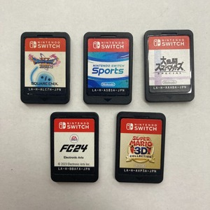 04wy6989△【1円～】Nintendo Switchソフト 5本 [スマブラ/スイッチスポーツ/ドラクエ/FC24/スーパーマリオ3D] 中古品