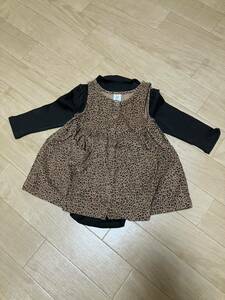 USED★babyGAP【レオパード柄ワンピース/茶色ロンパースセット】12-18month(80cm)