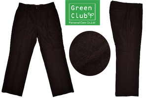 B-0092★GREENCLUBS グリーンクラブ★秋冬ウール 日本製 ブラウン茶色 ストレッチ素材 ツータック スラックスパンツ 82cm