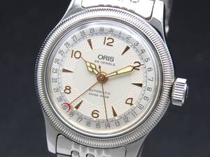 1円～! 稼動品★正規品 ORIS オリス 7463B ポインターデイト 裏スケ 自動巻き 純正ブレス シルバーダイヤル メンズ腕時計 SSCLG2984