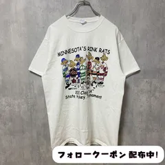 古着 used　PORT＆COMPANY　ポートアンドカンパニー　半袖プリントTシャツ　ホワイト　白　ミネソタ　ホッケー　レトロ