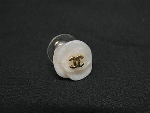 1円 ■美品■ CHANEL シャネル ココマーク カメリア 02 P 片耳のみ ピアス アクセサリー レディース ゴールド系×アイボリー系 FD3638