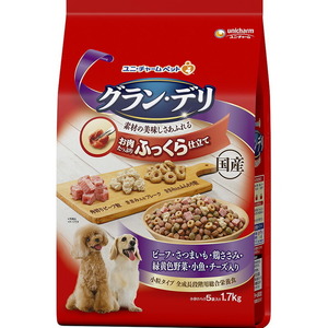 （まとめ買い）グラン・デリ ふっくら仕立て ビーフ・さつまいも・鶏ささみ・緑黄色野菜・小魚・角切りビーフ粒入り 1.7kg〔×3〕