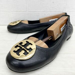 1423◎ TORY BURCH トリーバーチ 靴 シューズ パンプス フラットソール ロゴ カジュアル ブラック レディース7M