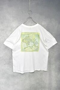 【 バナリパ 世界地図T usa製 】 banana republic ホワイトコットン ポケット Tシャツ / size m / 80s サファリタグ ポケT