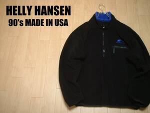 90sビンテージ希少USA製HELLY HANSENハーフジップフリースジャケット米国製LヘリーハンセンプルオーバーボアスナップTレトロXカーディガン