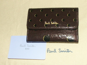 PWU441-⑥　新品本物即決　ポールスミス　Paul Smith　牛革/羊革　バーガン　ドット　名刺入れ　定期入れ　免許証入れ　カードケース