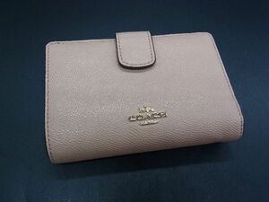 ■美品■ COACH コーチ レザー 二つ折り 財布 ウォレット 札入れ 小銭入れ レディース ピンクベージュ系 DE2879