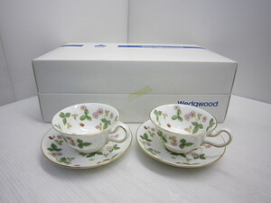 【未使用品 WEDGWOOD ウェッジウッド カップ＆ソーサー 2客セット WILD STRAWBERRY ワイルドストロベリー イングランド製】北海道発