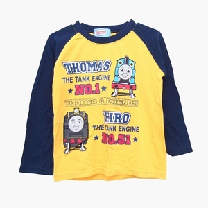 THOMAS＆FRIENDS 子供服 Tシャツ 丸首 ラグランスリーブ 長袖 プリント きかんしゃトーマス 120 ネイビー マスタード /HT18 キッズ