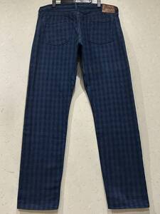 ※STUDIO D’ARTISAN ステュディオ・ダルチザン PLAID DENIM D1790 ジャガードチェックデニムパンツ 未裾直 大きいサイズ 38 　　　BJBC.H