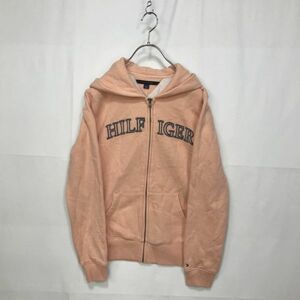 ロゴ刺★Tommy Hilfiger/トミーヒルフィガー パーカー 長袖パーカー 裏起毛 胸元ロゴ ピンク サイズM