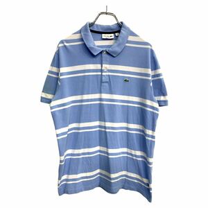 LACOSTE 半袖ポロシャツ XLサイズ ラコステ ボーダー レギュラーフィット ライトブルー 古着卸 アメリカ仕入 t2410-3107