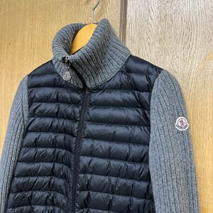 MONCLER モンクレール ダウンニットジャケット ダウン×ニット ブラック×グレー レディース サイズ:XS digjunkmarket