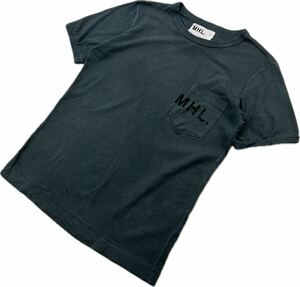 MHL ☆ MARGARET HOWELL ダークグリーン ポケット Tシャツ レディース S 春夏 シンプル 人気 大人カジュアル マーガレットハウエル■K260