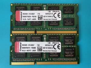 動作確認 Kingston製 KVR16ELS11 DDR3L PC3L-12800 8GB×2枚組=16GB 18420100611