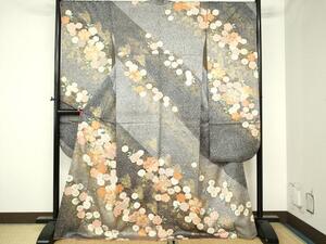 平和屋着物■豪華振袖　駒刺繍　花蝶文　金彩　ロング丈　正絹　逸品　DAAH7776sf