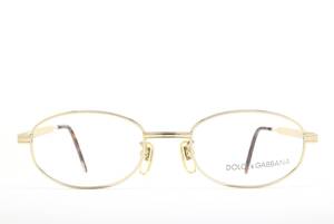 デッドストック DOLCE & GABBANA DG 105 805 51-20 イタリア製 メガネ サングラス フレーム バネ蝶番 ゴールド ヴィンテージ