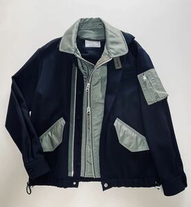 ■サカイ　Ｗジップ切り替えブルゾン 　sacai　ジャケット　アウター 　ネイビー×カーキ