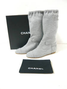 シャネル CHANEL ブーツ グレー ココマーク大 5211