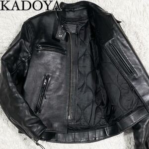 【美品】カドヤ KADOYA 【激シブスタイル】 シングルライダース レザージャケット 本革 牛革 ブラック 黒 サイズM メンズ