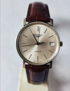 稼働品 ロンジン メンズ腕時計 シルバー文字盤 三針デイト付き 新品電池 LONGINES