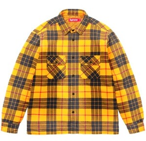 即決 24F/W Sサイズ　Supreme Quilted Plaid Shirt Yellow　S　新品未使用　国内正規品 シュプリーム キルティドプラッドシャツ