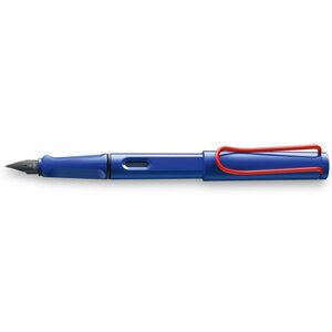 LAMY ラミー SAFARI 万年筆 ブルー・レッドクリップ(EF 極細)限定色