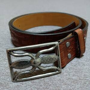 ★激レア★RRL RALPH LAUREN / ダブルアールエル ラルフローレン Indian Leather Hawkins Belt (スターリングシルバーベルトバックル)